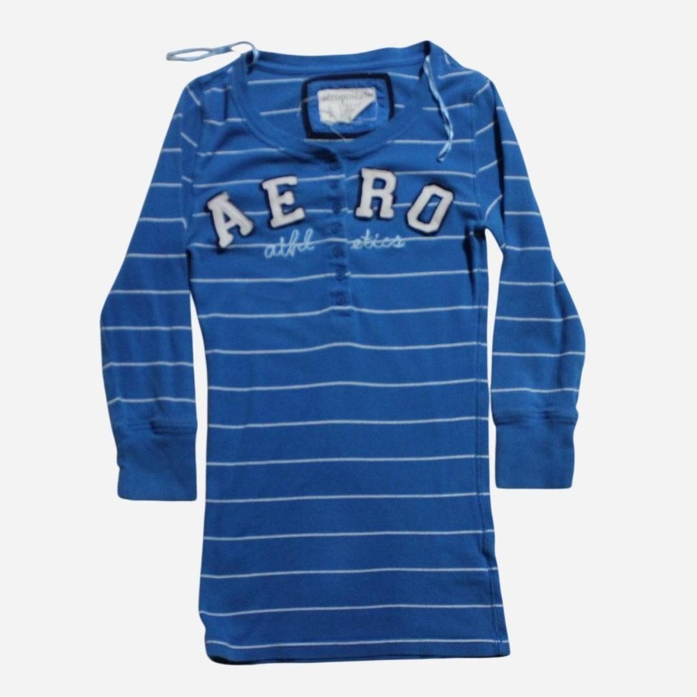 Womens Y2K 2000s Chic Surf Archive Babydoll Bella Swan Henley Aeropostale Shirt